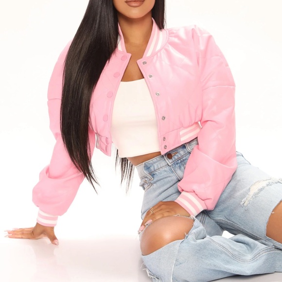 Pink cropped bomber jacket - Picture 3 of 7